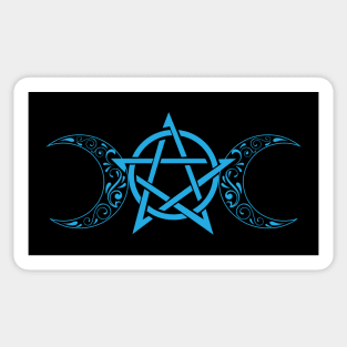 Pentacle and Moon in Blue Sticker